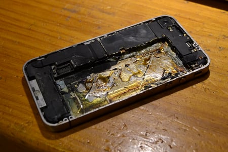 Burned iphone from battery fire