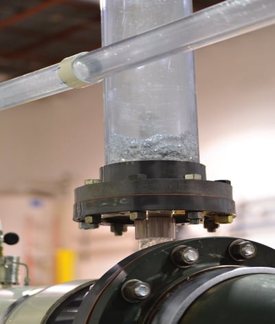 Gas accumulation during a two phase flow experiment